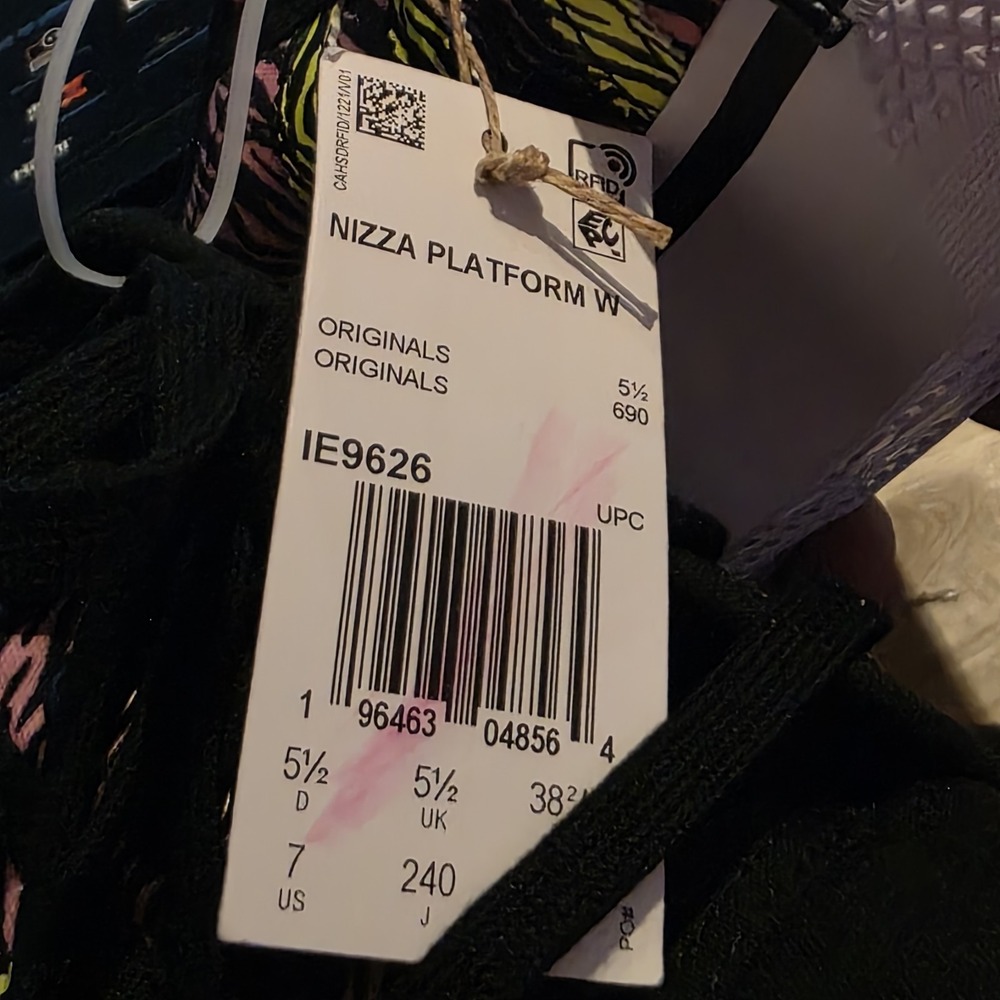 Women's Size 7 -Adidas Originals Nizza Platform Black Pink Zebra Lace Sneakers - Picture 9 of 9